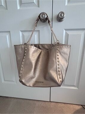 Montana West Metallic Champagne Studded Tote